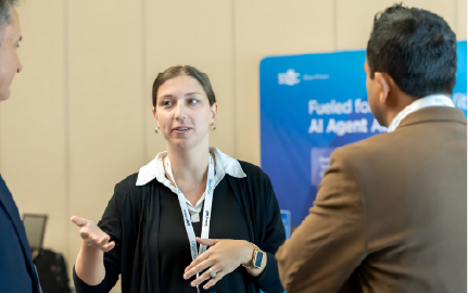Executive interacting with a large digital control display